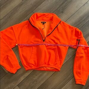 Boohoo Bright Orange Half-Zip Sweatshirt